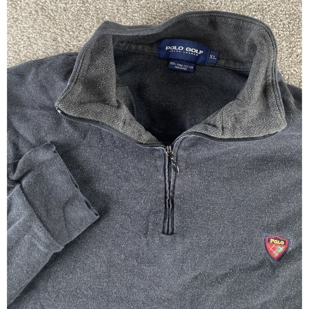 Polo Ralph Lauren Golf Pima Soft Touch 1/4 Zip Pullover Jacket Gray Men XL Patch